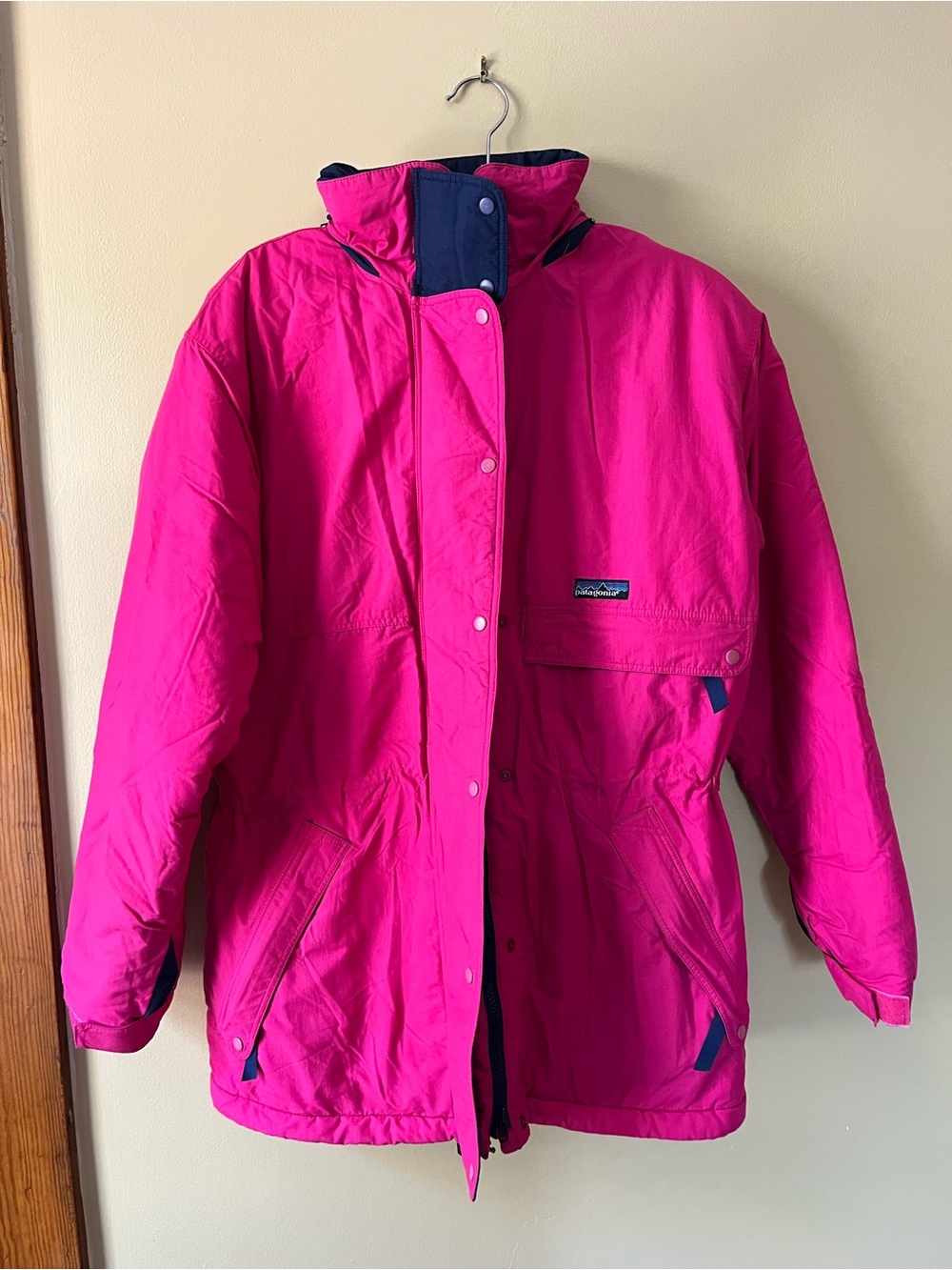 Patagonia Bright Pink Ski Jacket with Removable Hood